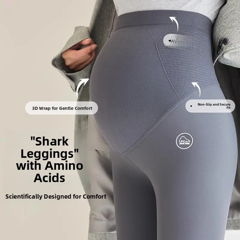 

Брюки из ткани Sharkskin для беременных, утепленные флисом, с поддержкой живота, осенне-зимние, больших размеров, базовый слой, длинные брюки