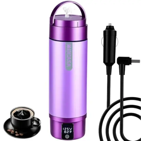 Vacuum Insulated Car Electric Kettle Stainless Steel Tumbler Car Water Heater 12V/24V Water Boiler with 6 Temperature and Auto