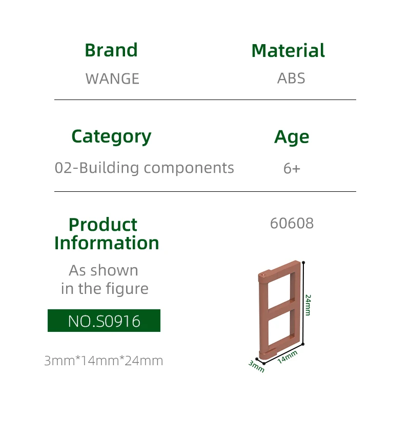 Wange 285 Stks/partij 60608 Deurframe Glazen Raam Bouwsteen Moc Assemblage Onderdelen Accessoires Compatibel Met Bakstenen Kinderen Speelgoed