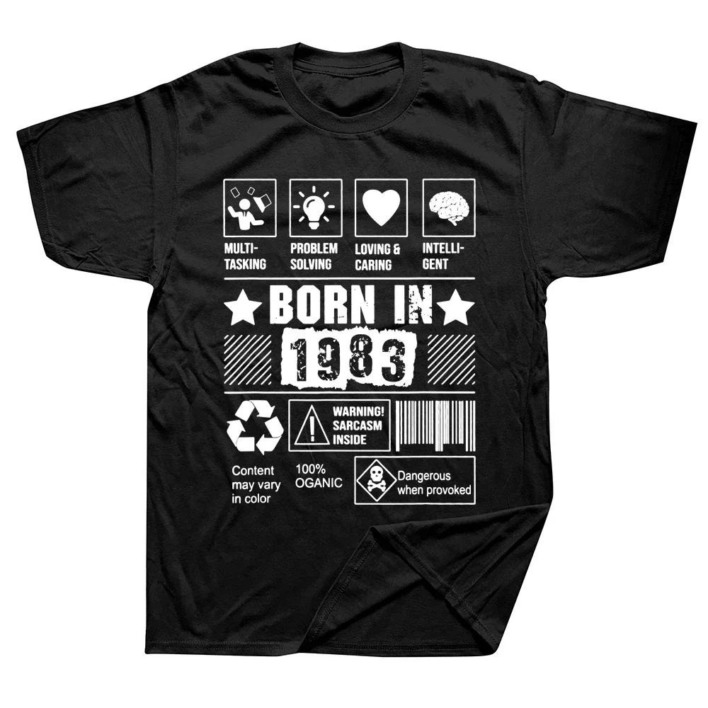 Short Sleeve Birthday Gifts Summer Style T-shirt Born In 1983 Multi-tasking Problem Solving Loving Caring T Shirts Streetwear