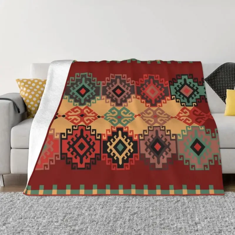 Navajo Pattern Tribal Ethnic Blankets Flannel Sprint Vintage Bohemian Turkish Kilim Throw Blanket for Sofa Travel Bedroom