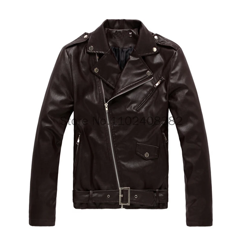 Männer pu Lederjacke Motorrad Mode Slim Fit Ledermantel