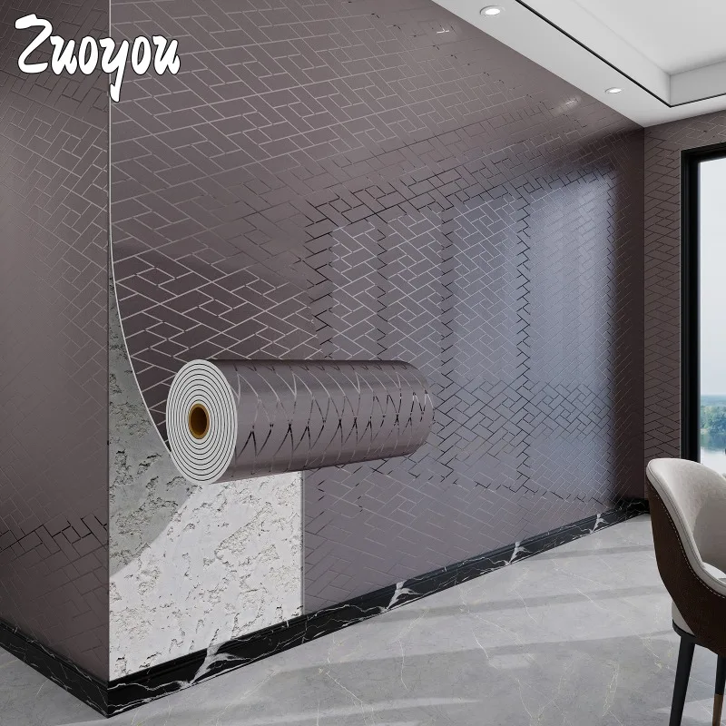 

Peel and Stick PVC Wall Panels for Bedroom/Living Room Renovation Waterproof Metallic Foam Self-Adhesive Wallpapers Home Decor