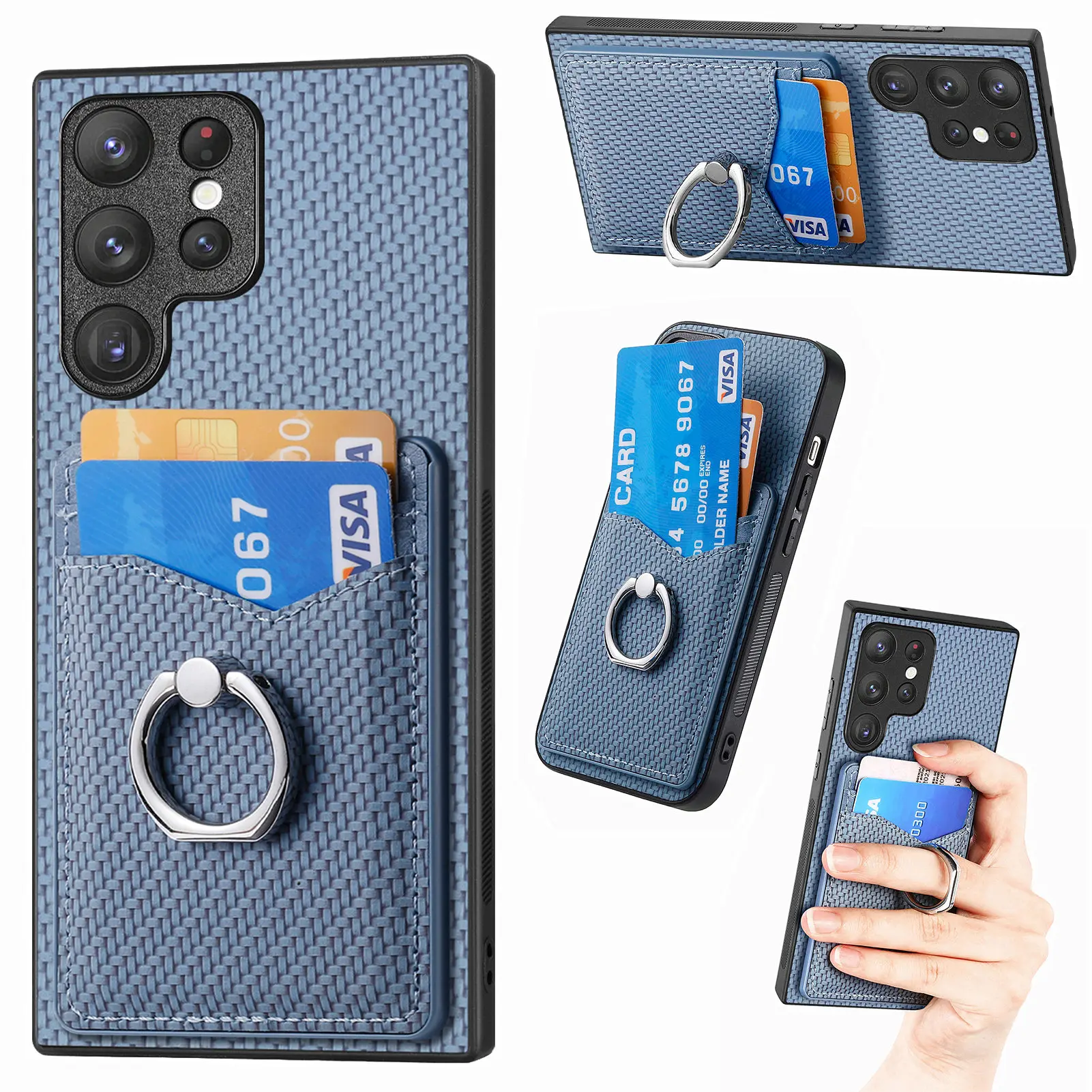 Vertikale Karten Solt Ring halter Brieftasche Fall für Samsung Galaxy A54 A34 A14 A24 A12 A52 M53 S23 Ultra S22 S21 plus Magnet abdeckung