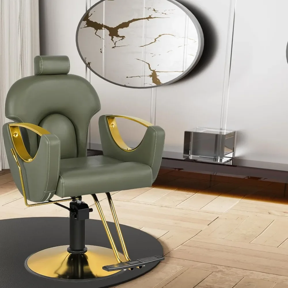 Salon Chair for Hair Stylist Reclining Height Adjustable Hydraulic Hair Chairs with 360 Degrees Rolling Swivel Barber Chair