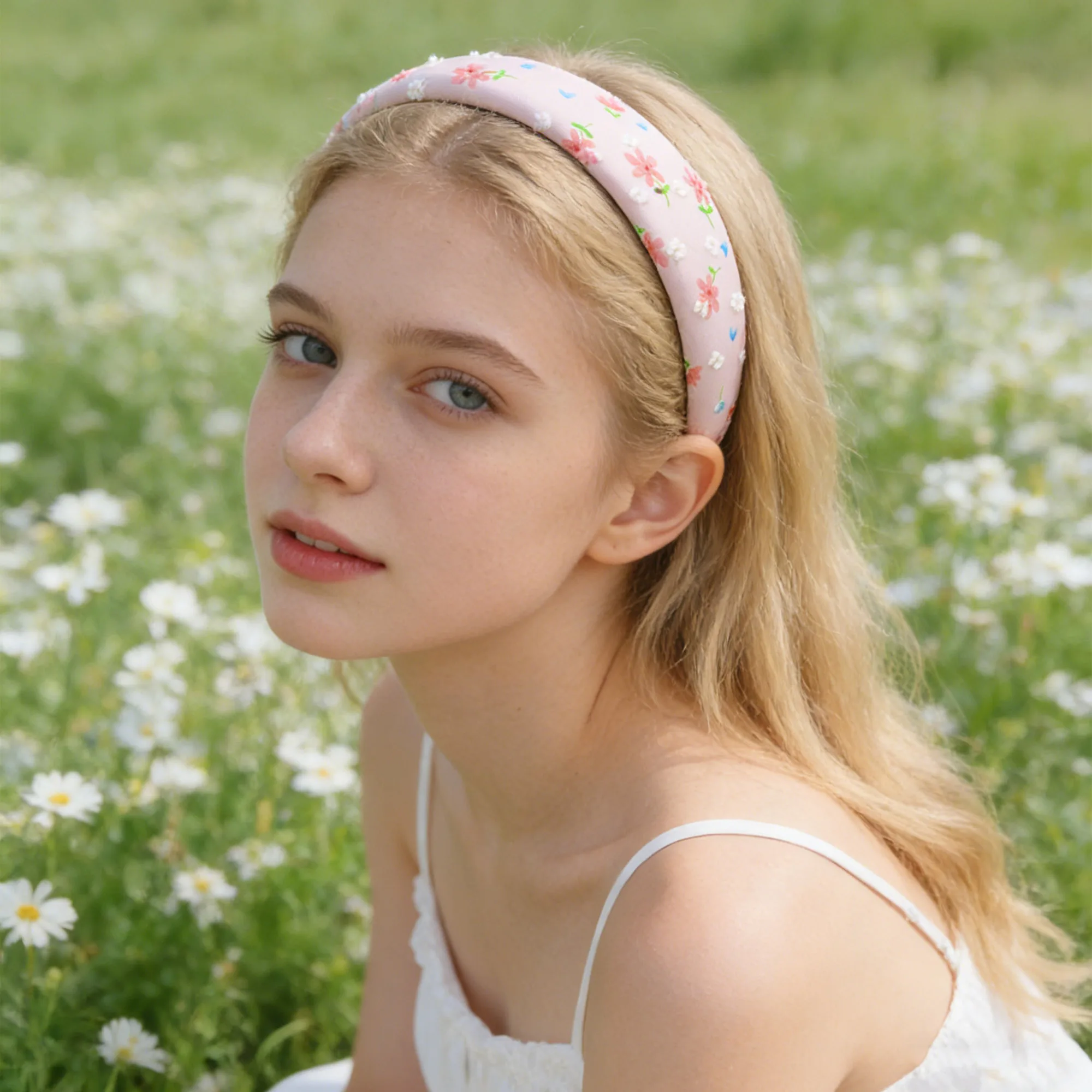 

1Pc Pink Hair Accessory Headband with Sheared Carved Flower Decoration, Casual Hair Accessory for Normal Hair Style