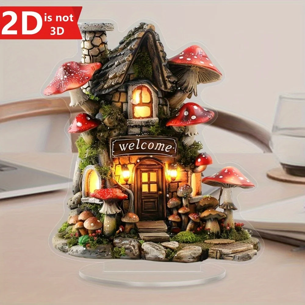 2D Mushroom House صائد الشمس مع قوس. مثالية للمنزل والمكتب وهدايا عيد الميلاد. #1