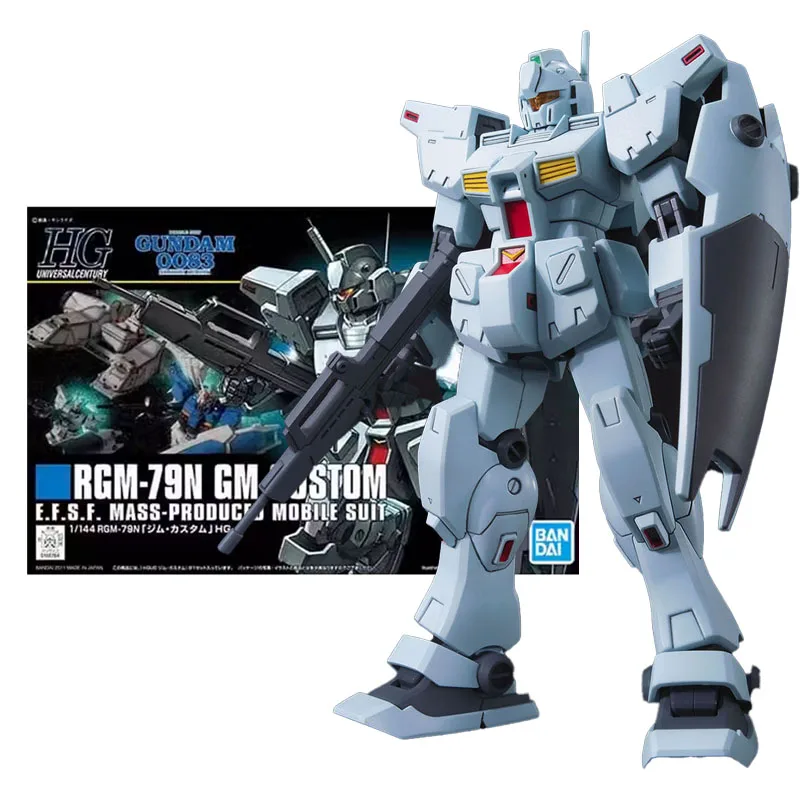 

Bandai Genuine Gundam Model Kit Anime Figure HGUC 1/144 RGM-79N GM Collection Gunpla Anime Action Figure Toys for Children