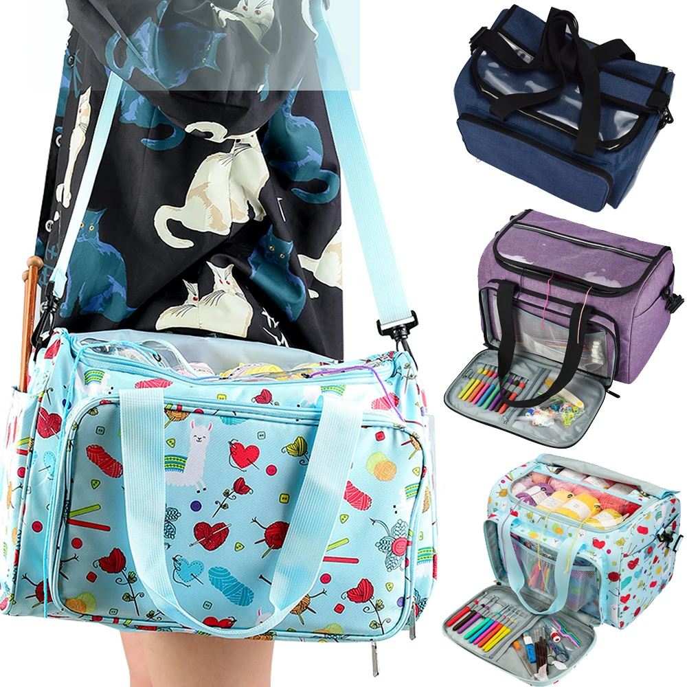 

Многофункциональная вязаная пустая сумка, чехол для переноски, портативная дорожная сумка для хранения, несколько карманов, органайзер для швейных принадлежностей