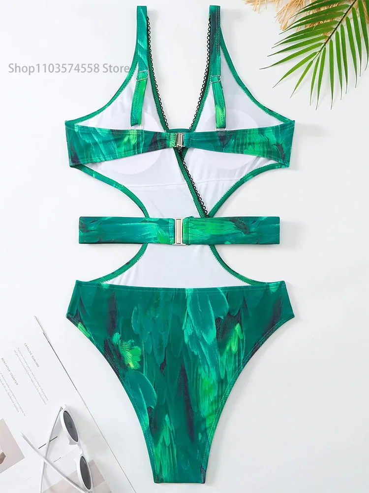 Women's single piece swimsuit, cross beaked collar, hollowed out swimsuit, beach clothing, 2024