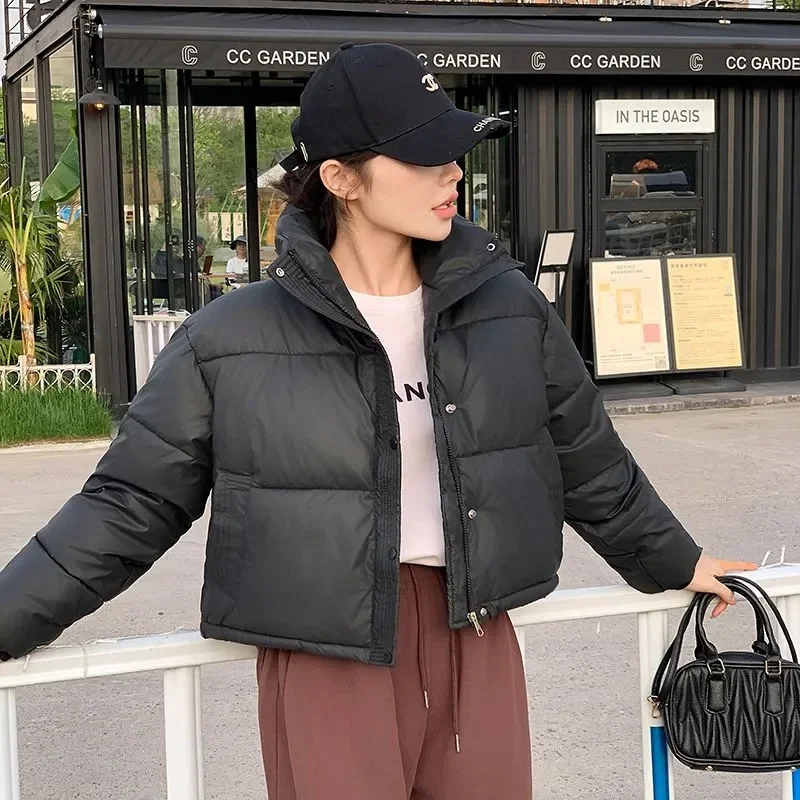 Fashionable Student Warm Lightweight 2024 Winter New Stand Up Collar Short Down Cotton Jacket Women's Trend Parkas