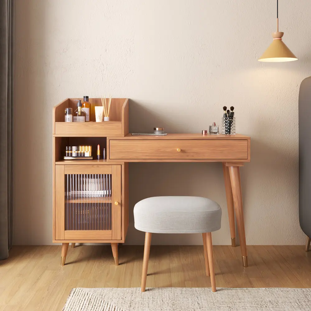 

forHome Furniture Minimalist Nordic Fashion Design Wide 3 in 1 Vanity Desk for Makeup with Drawers and Mirror