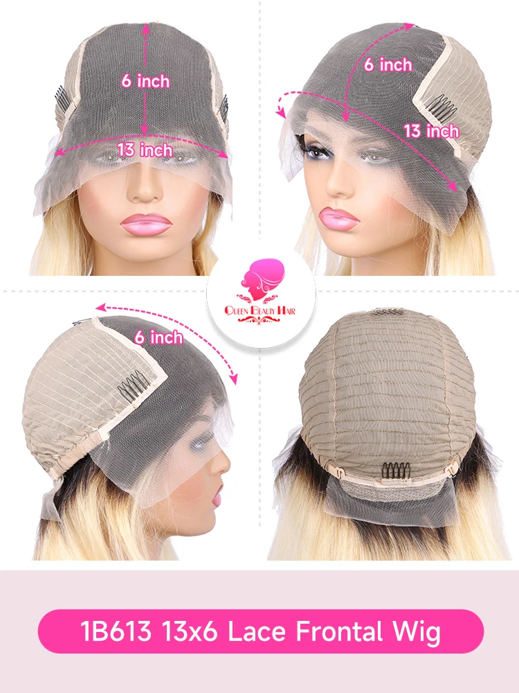 13x6 الدانتيل الباروكة الأمامية 1B 613 أومبير شقراء كامل الدانتيل باروكة من شعر طبيعي جذور داكنة قبل قطعها الدانتيل الجبهة خصلات الشعر المستعار الإنسان للنساء #6
