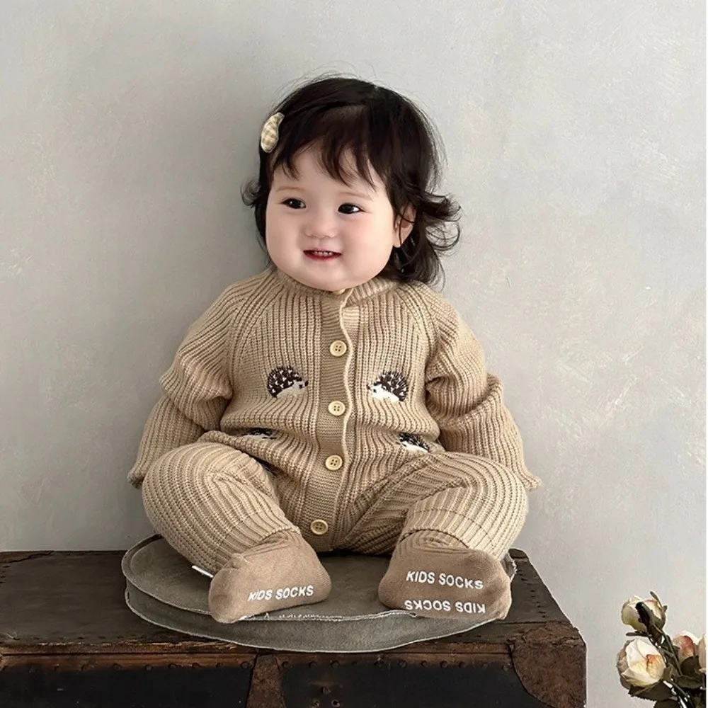 عالية الجودة لطيف القنفذ الطفل بذلة سميكة طويلة الأكمام الملابس الدافئة الزحف الملابس الرضع