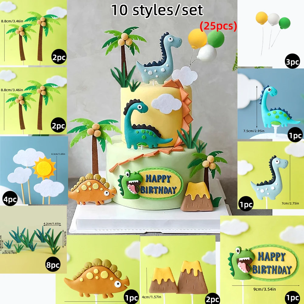 Jurassic Dinosaurier-Kuchenaufsatz, Tyrannosaurus Rex, Triceratops, Flugsaurier für Kinder, alles Gute zum Geburtstag, Party-Dekoration, Babyparty-Dekoration – Detail 28