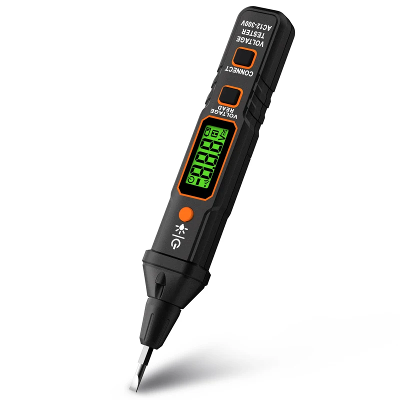 Caneta de teste de indução inteligente sem contato vt06, testador de fio vivo/nulo, ac 12-300v, testador de tensão ac com display lcd e alarme sonoro