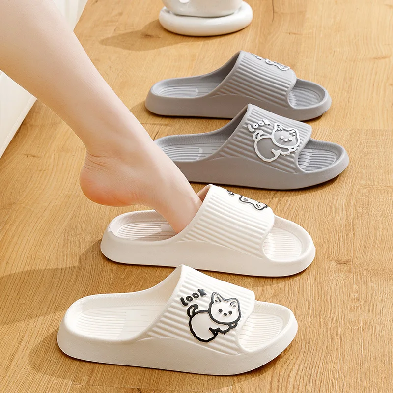 Summer Cute Women Non-slip Slippers Female Indoor Bathroom Slides Couples Outdoor Waterproof Sandals Adult Soft Solid Flip Flops