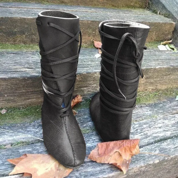 Medieval Gothic Steampunk Costume Men's Knight Boots Viking Pu Leather Warrior Women's Cosplay Boots Carnival Party Cos Shoes