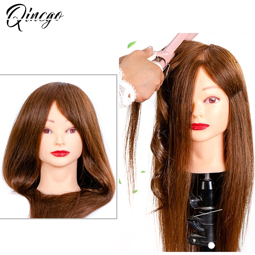Fotografia 4: Cabeça de manequim de cabeleireiro profissional, 18 polegadas, 100% cabelo humano, cabeça de treinamento, cosmetologia, manequim, boneca, suporte de braçadeira