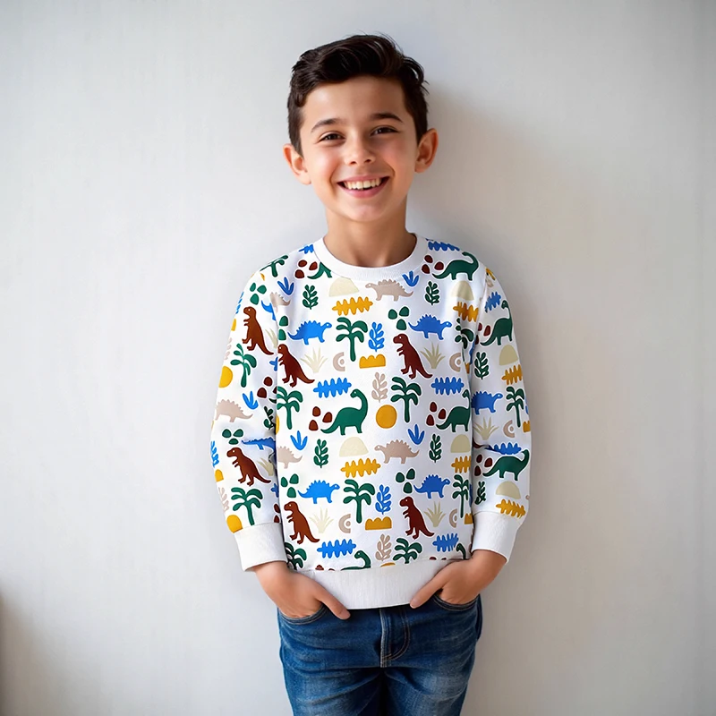 Little Maven Baby Jungen Langarm Sweatshirts Cartoon Dinosaurier Tops Sweatshirt für Kinder Kleidung Herbst Frühling Kind Kostüm