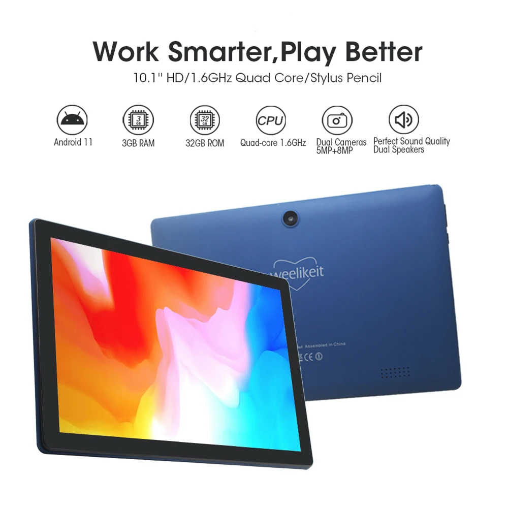 Imagem -02 - Tablet Ultrafino Android 11 3gb de Ram Rom 32gb 1280x800 Ips A133 Quad Core ax Weelikeit10.1 com Estojo F11w