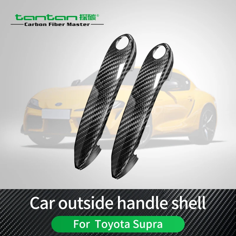 Carbon Fiber Gloss Black Outside Exterior Door Handle Cover Set For Toyota Supra 2019-2023 A90 A91 Car Accessories