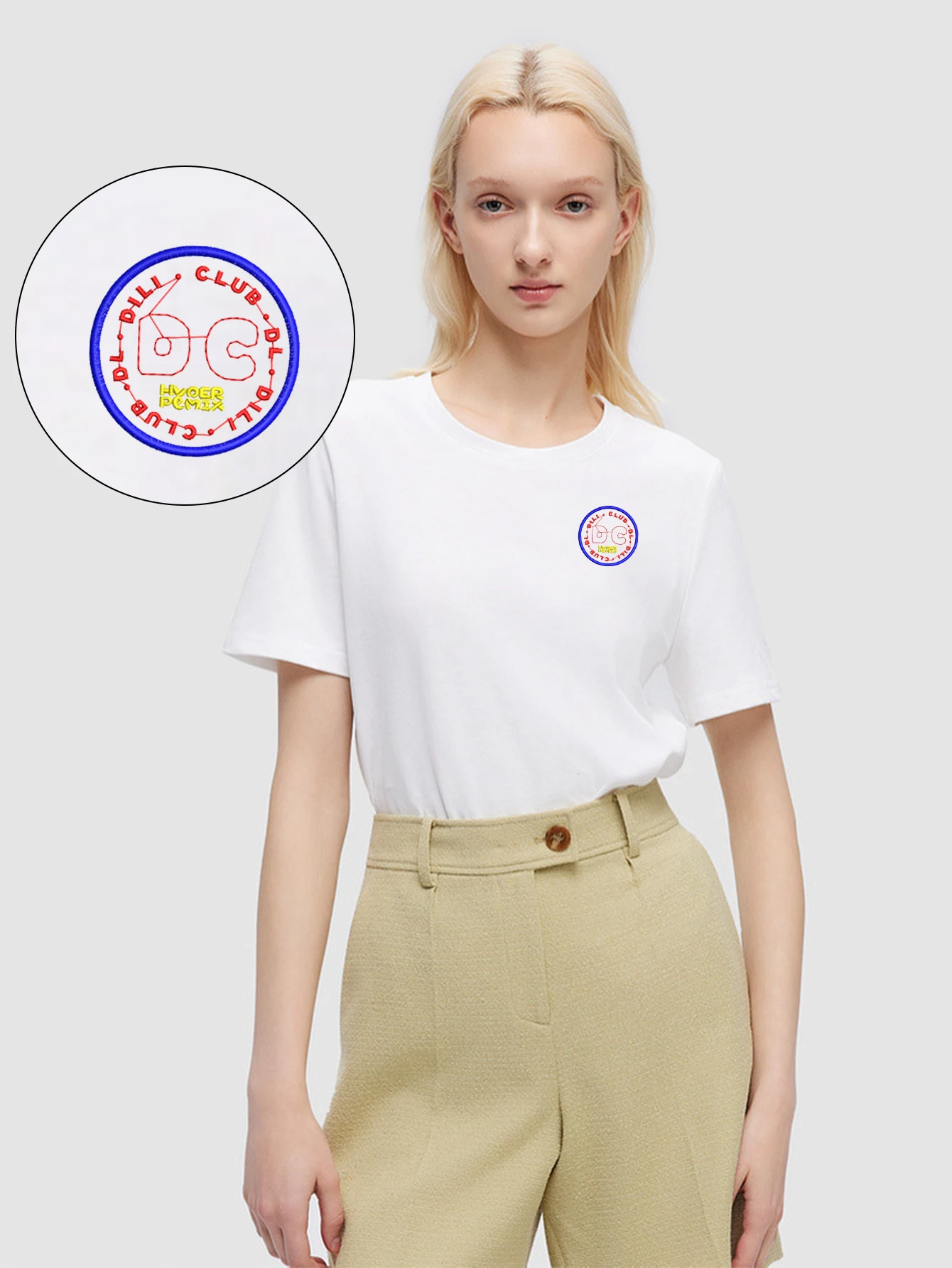 

Retro-Chic Men’s & Women’s Embroidered Cotton T-Shirts – DC Logo T-Shirt with Premium Embroidery for Street Style