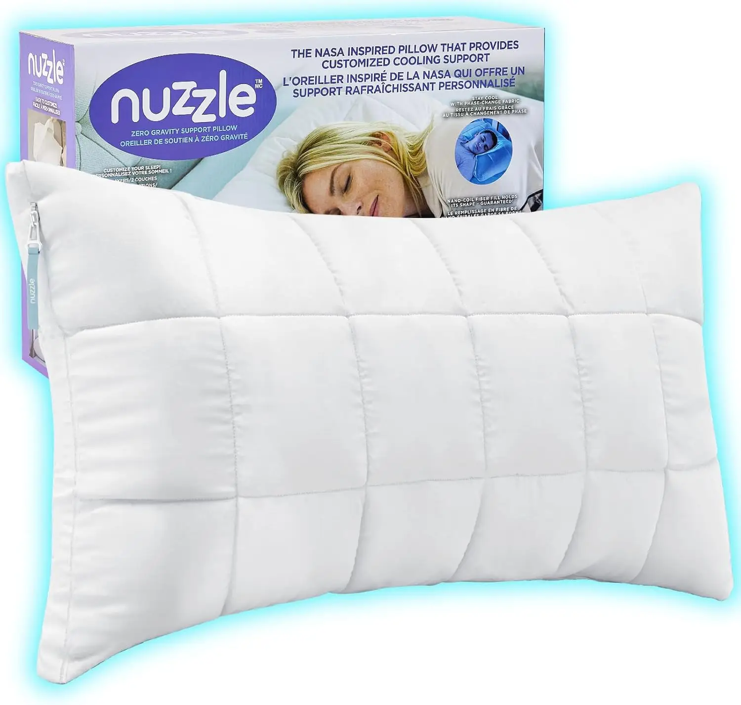 

Nuzzle King Size Bed Pillow, Luxury Adjustable Firm Pillow, Hotel Collection - Adjust Height Soft Cooling Pillow for Back