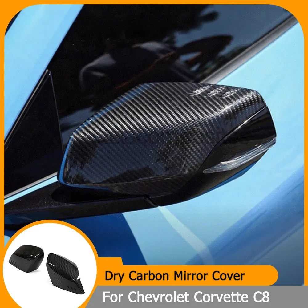 

Dry Carbon Mirror Cover Caps For Chevrolet Corvette C8 Stingray 2020UP Add ON Style Real Carbon Side Mirror Shell Car Kits