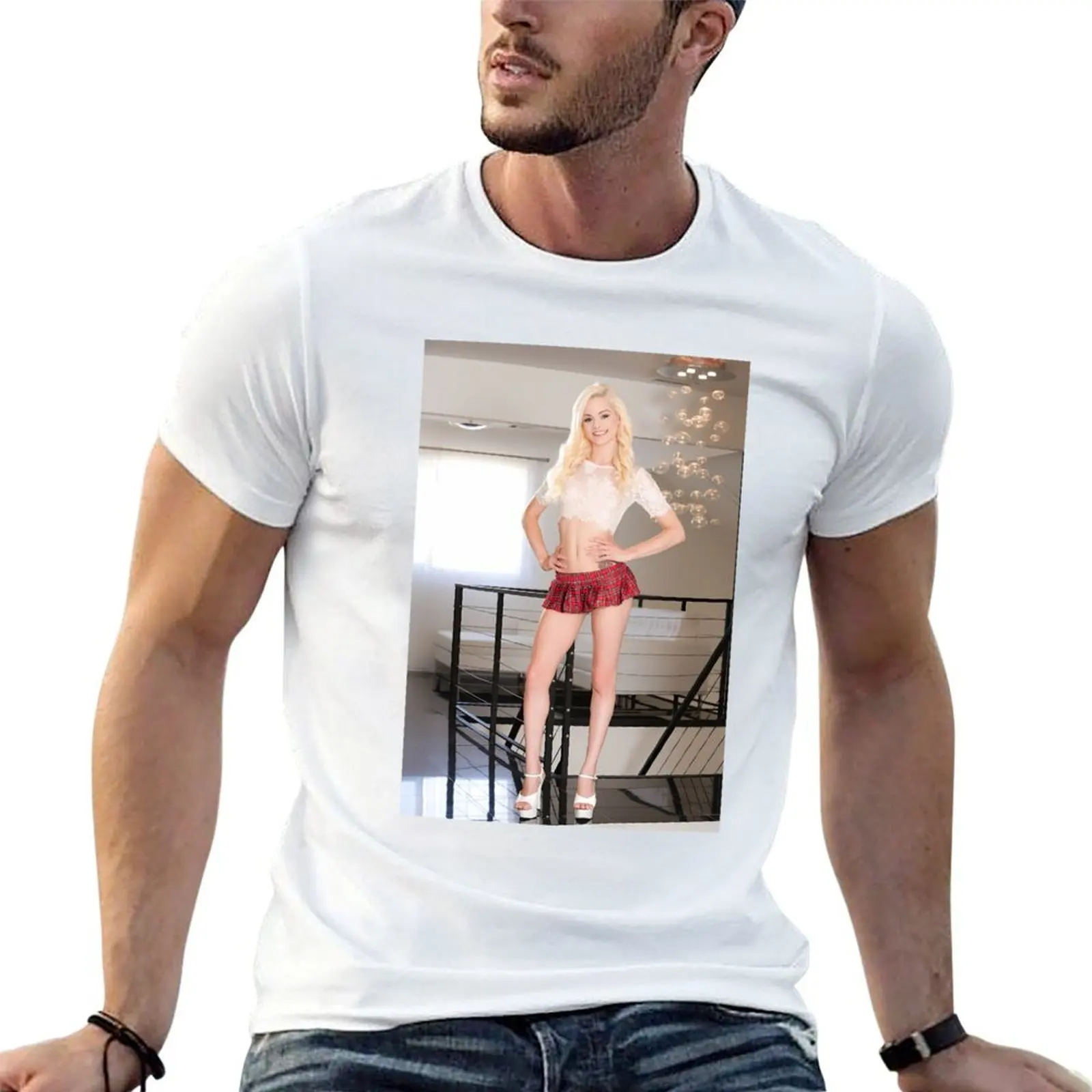 Camiseta Elsa Jean para hombre, camiseta gráfica, camiseta de algodón negra, camiseta lisa para hombre, paquete esencial de camisetas.