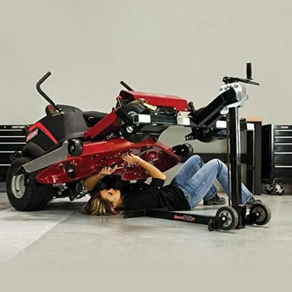 MJ750XT Riding Lawn Mower Lift: 750lb Capacity, Adjustable Wheel Span, Sturdy Design - Ideal for Lawn Tractors