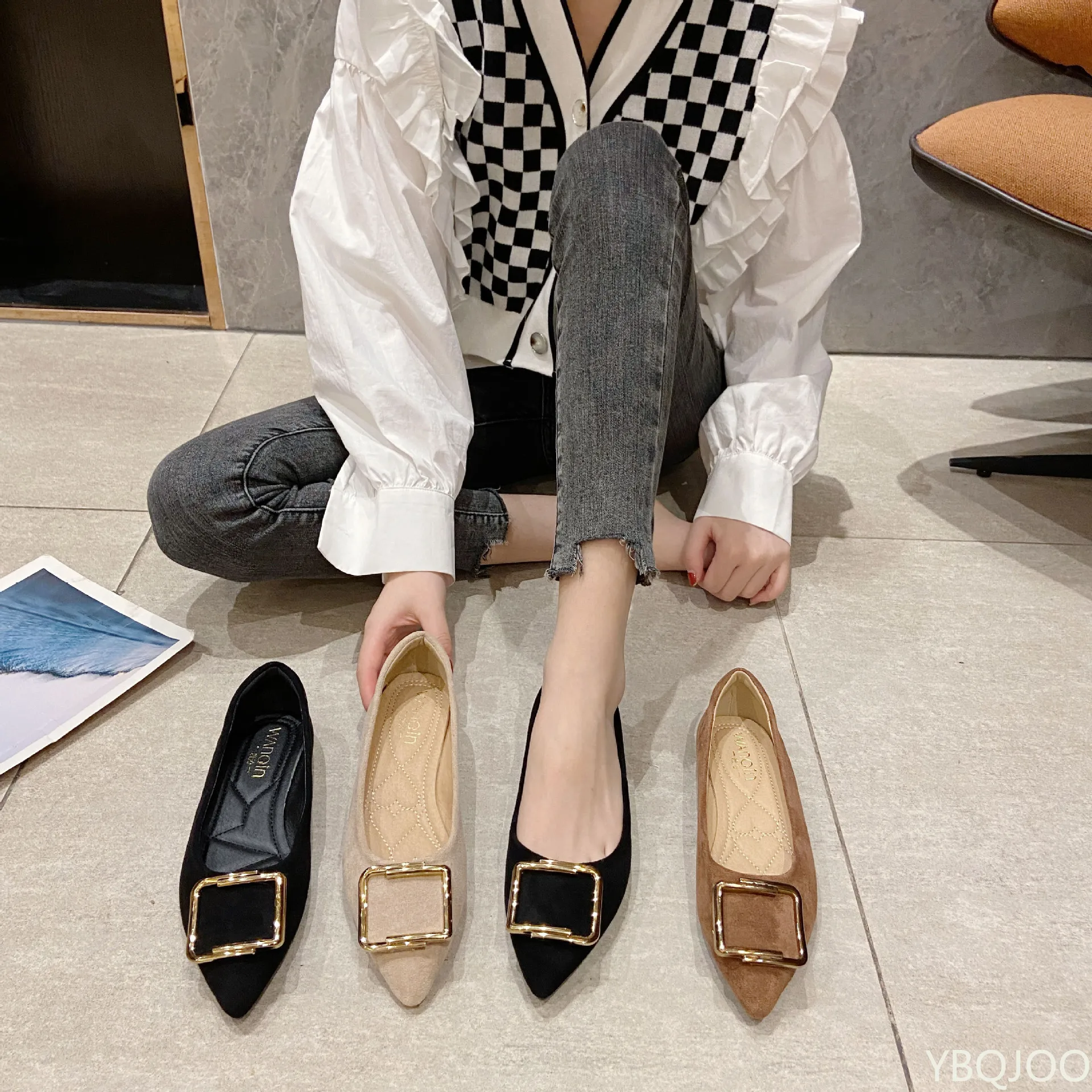 Spring and Summer Fashion New Versatile Exquisite Pointed Flat Bottom Women's Shoes Shallow Mouthplus Size Women's Single Shoes