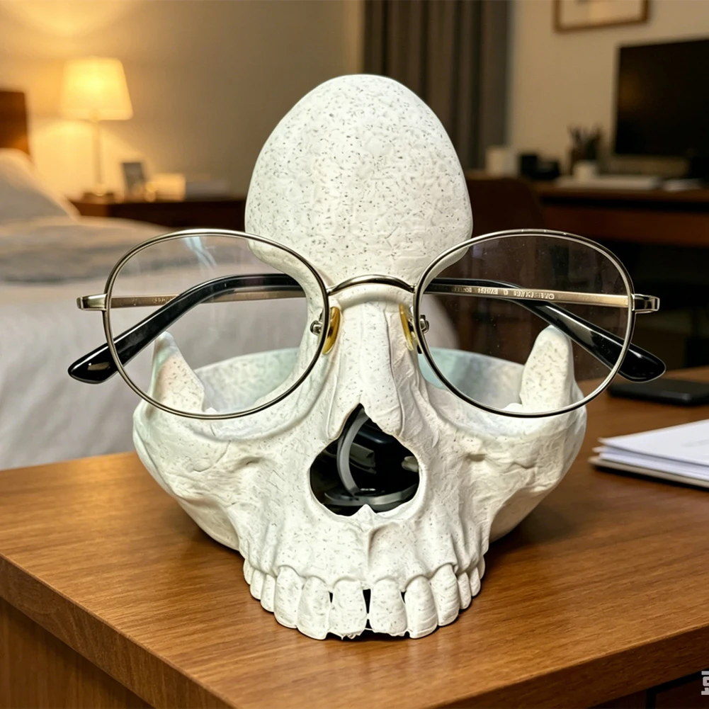Suporte para Óculos Impresso em 3D, Bandeja Criativa em Formato de Caveira para Chaves, Decoração Gótica para Casa, Ornamento de Mesa de Escritório, Presentes