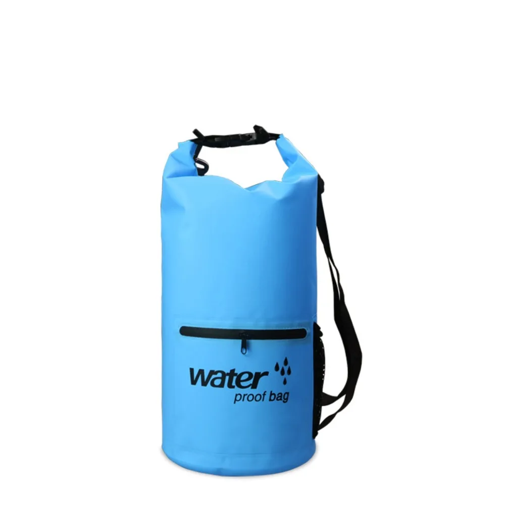 

Zipper Pocket Waterproof Dry Bag Mesh Pocket Thickened Material Roll Top Sack Roll-Top Closure Waterproof Design