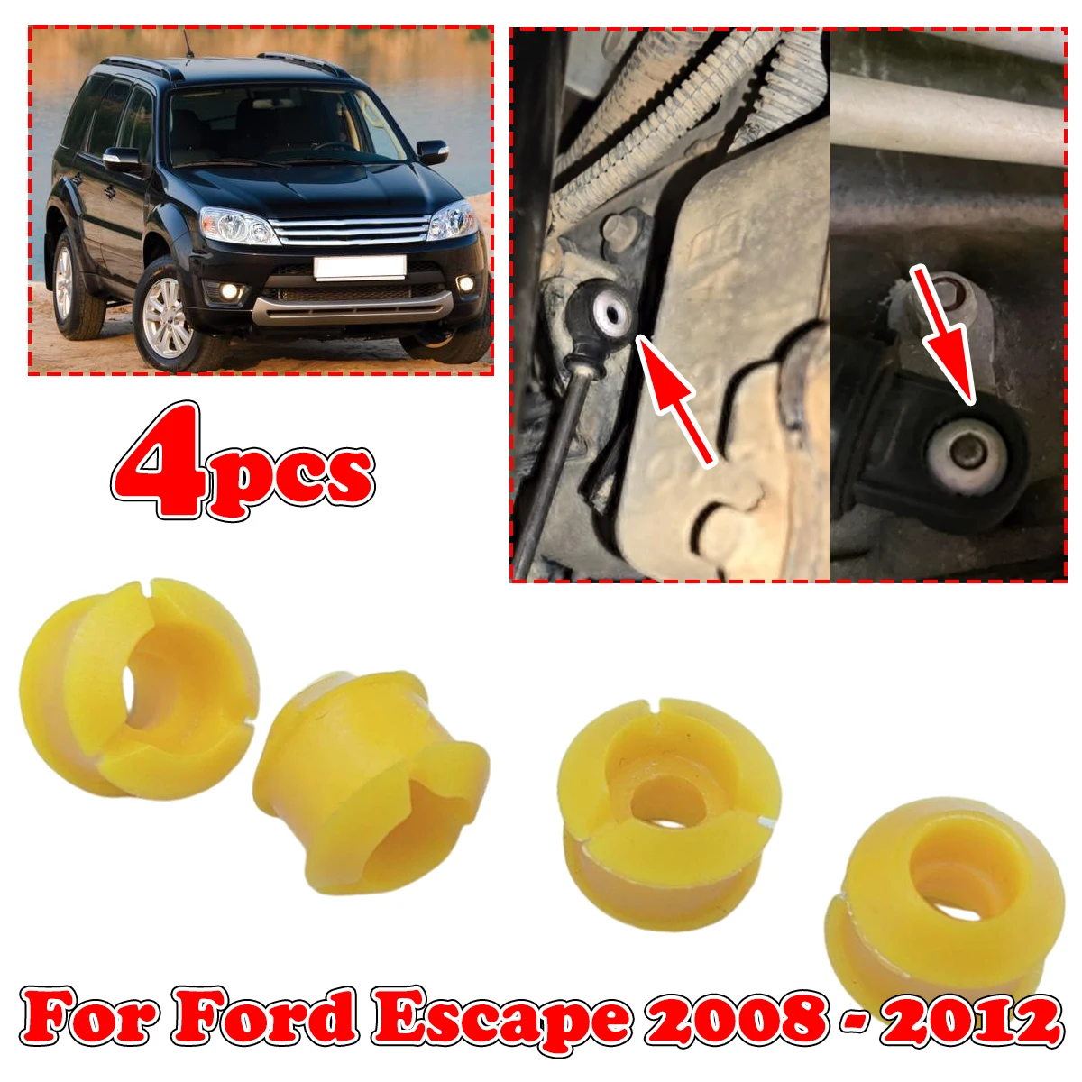 

4Pcs Shift Cable Bushing For Ford Escape 2008-2012 Shifting Fix Gear Selector Change Lever Linkage End Pivot Grommet Trans Parts