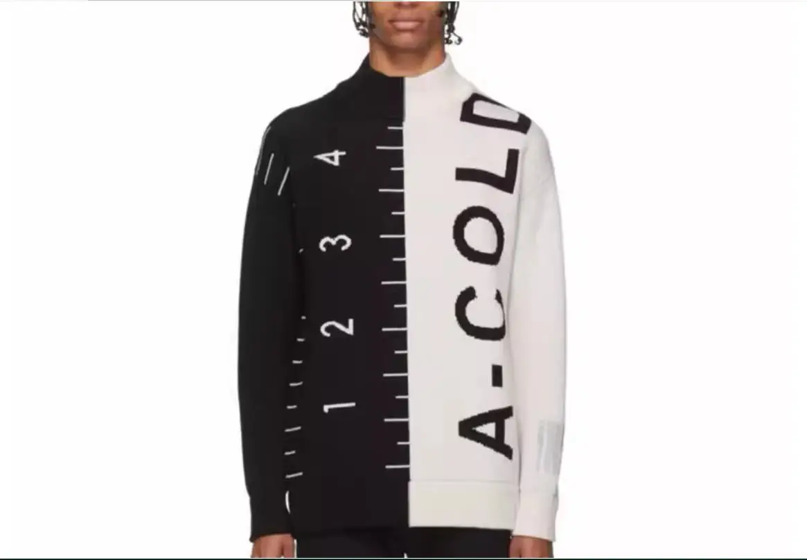 2024 A Cold Wall ACW black and white rectangular ruler spliced with large letters sweater MY721