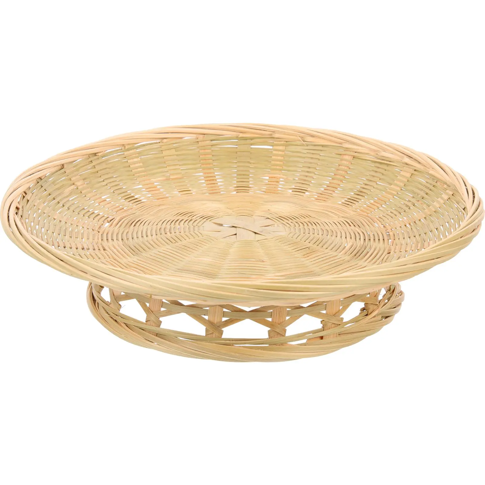 

Bamboo Fruit Woven Basket High Woven Dry Fruit Basket Stand Base Kitchen Tray Serving Food Organizer Dessert Snack