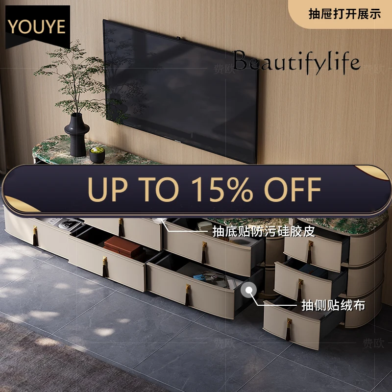 

Q Light luxury TV cabinet Large apartment marble living room Fashion customization Post-modern Italian high-end floor cabinet