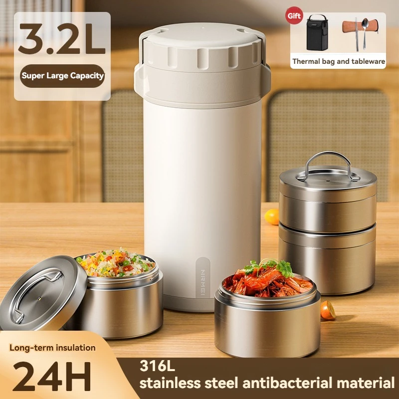

Portable Insulated Food Lunch Box Stainless Steel 4 Layer Stacking Work School Camping Is Available