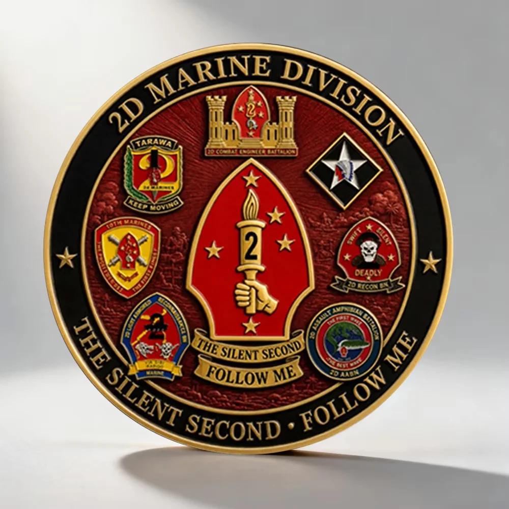 Marine Division USMC Double‑Sided Enamel Commemorative Coin The Silent Second Veteran Collectible Coin Home Decoration