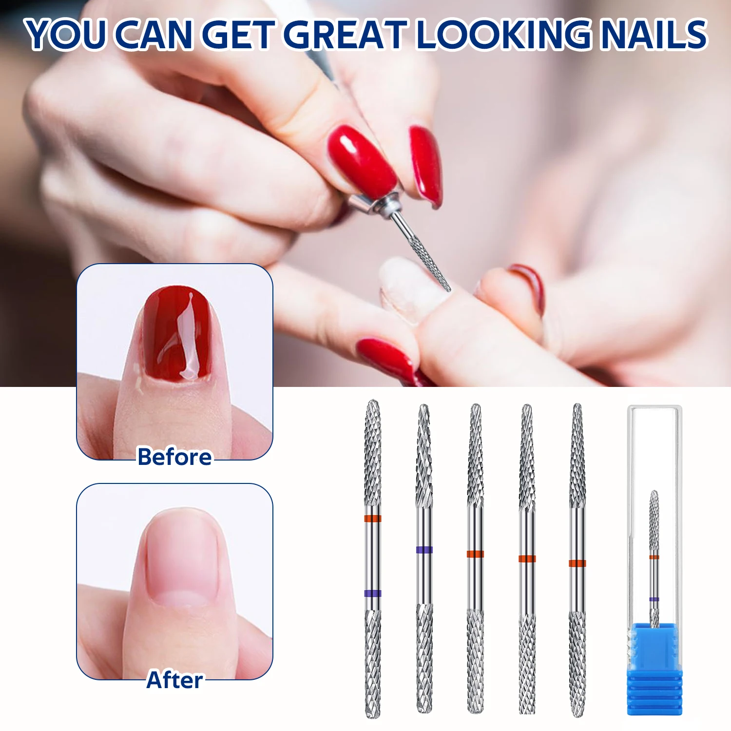 Broca para uñas disponible de doble cabezal, carburo de tungsteno profesional 2 en 1, accesorios para limpieza de cutículas de uñas, 1 ud.