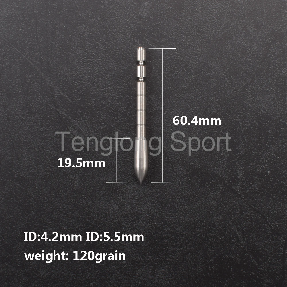 Mata panah baja tahan karat 4.2mm, ujung panah baja tahan karat untuk ID 4.2mm, poros panah karbon