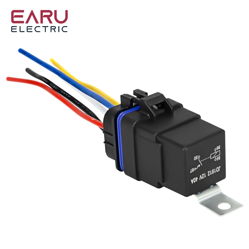 Car Auto Automobile Relay Sealed Waterproof Integrated Wired  DC12V 40A 5Pin 4pin Auto Relay + Holder With 105mm Length Wires image 5