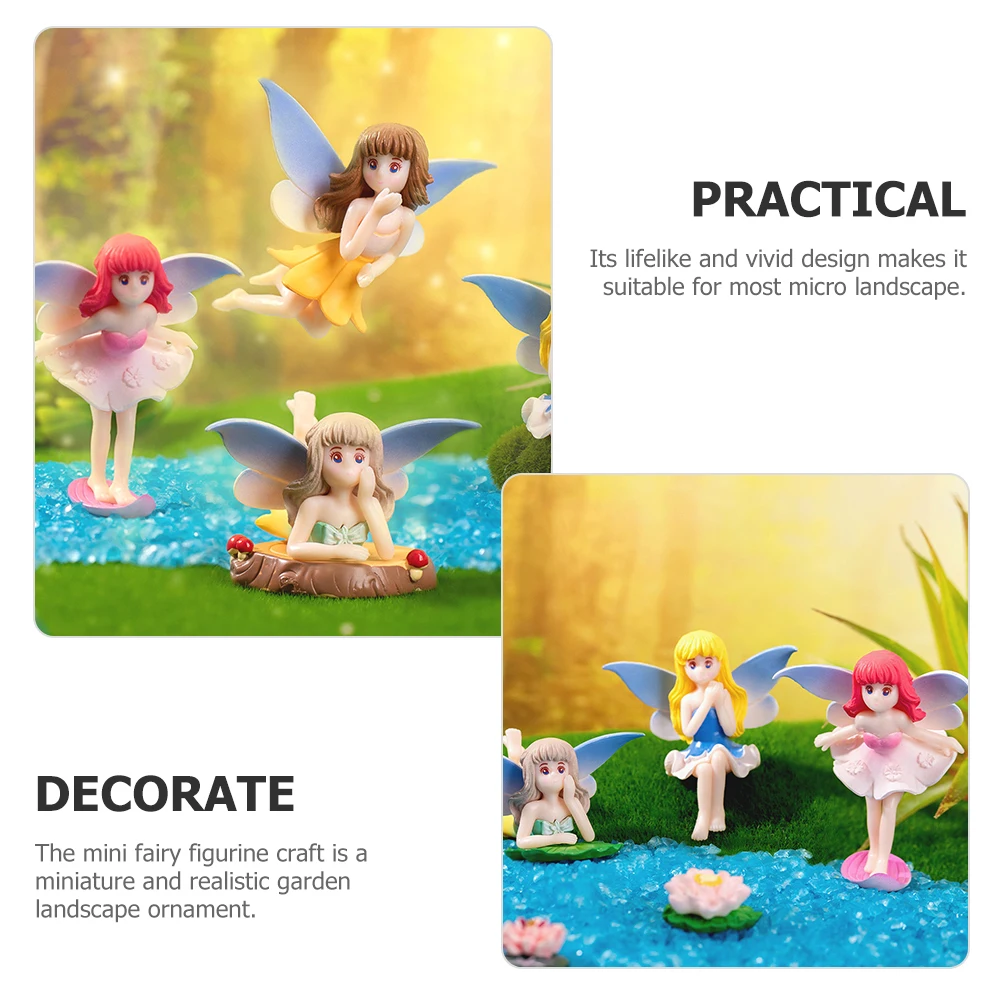 

4Pcs Mini Fairy Statue Resin Craft Flower Fairy Garden Decoration Landscape Scene Home Office Accessories Fairies Ornaments