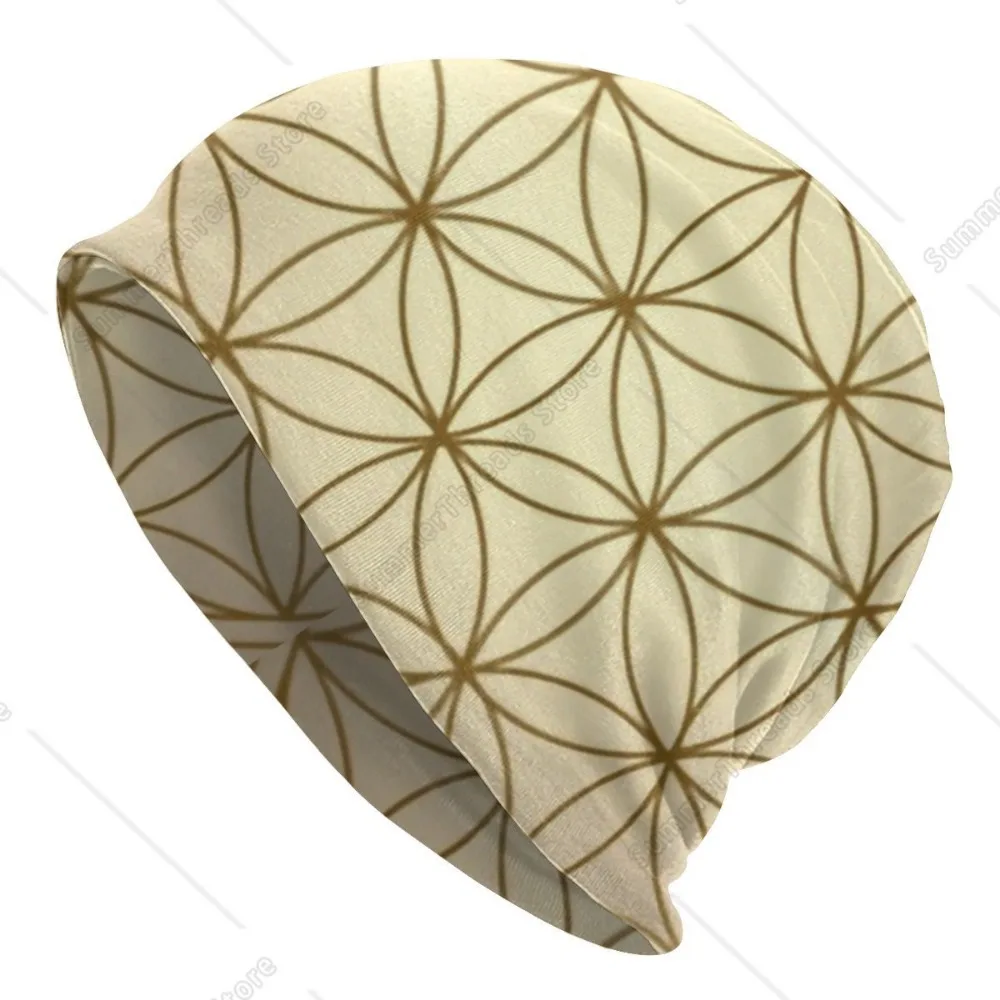Custom Unisex Bonnet Knitting Hats Metatron's Cube With Merkabah And Flower Of Life Beanie Cap Sacred Geometry Beanies For image 6