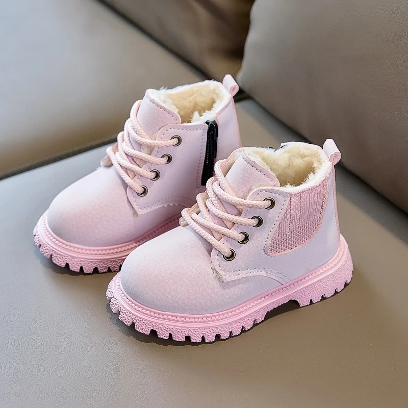 Kinder-Kurzstiefel mit Fleecefutter, rutschfeste weiche Sohle, 2026 Winter Neue Kinder-Kurzstiefel, lässig und trendig – Detail 5