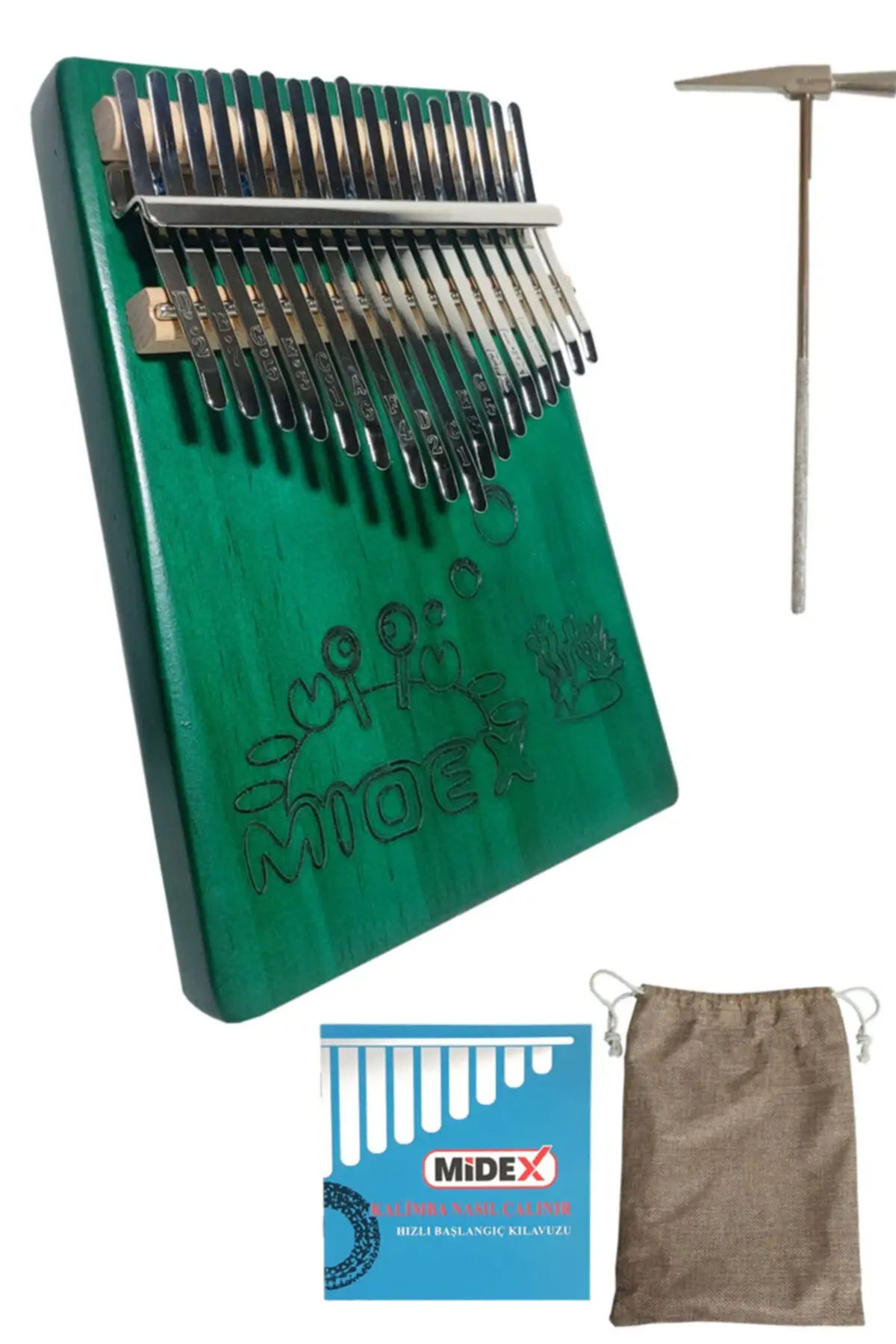 KLX455 Genuine Tree Green Kalimba 17 Key (Method Bag Hammer)