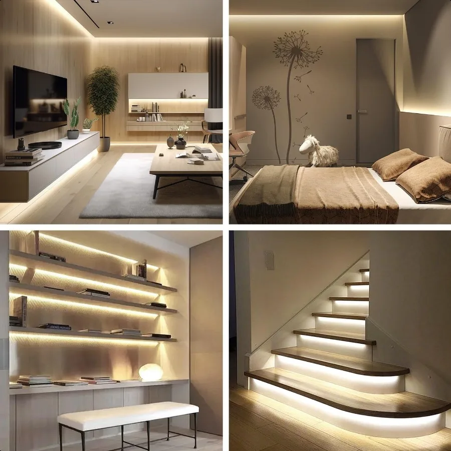 COB LED 스트립 조명 100피트 3000K DC 24V 디밍 가능 따뜻한 백색 유연 LED 조명 스트립 (리모컨 및 앱 제어 포함)