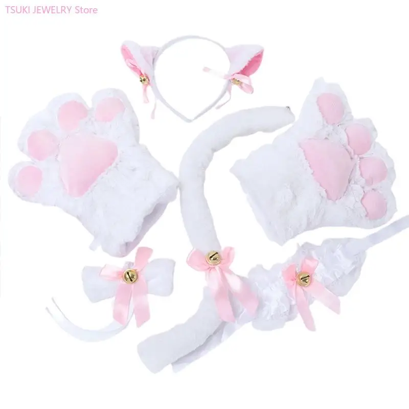 62ke لآذان القط غطاء الرأس Arctume أقواس الأزياء المزينة مع Bells Anime Cosplay #3