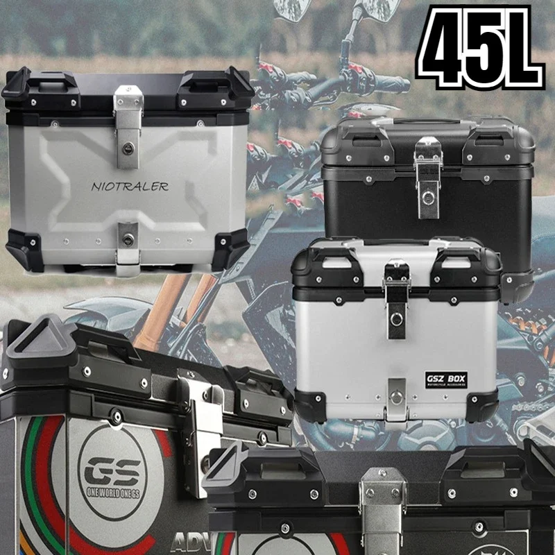 

45L Aluminum Alloy Universal Motorcycle Rear Trunk Luggage Motorbike Waterproof Tail Box Motorcycle Hard Trunk 탑박스 오토바이